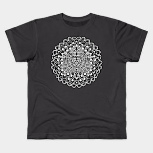 Succulent Flower Mandala White Lineart Kids T-Shirt